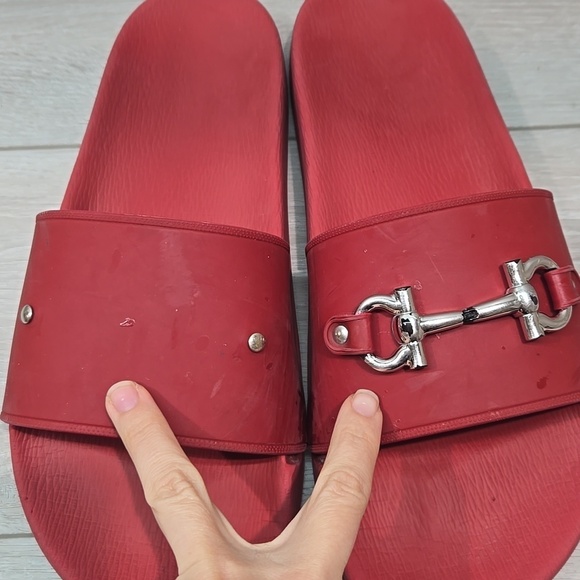 Salvatore Ferragamo Men Red Slide Sandals Shoes Sz 10M main image 10